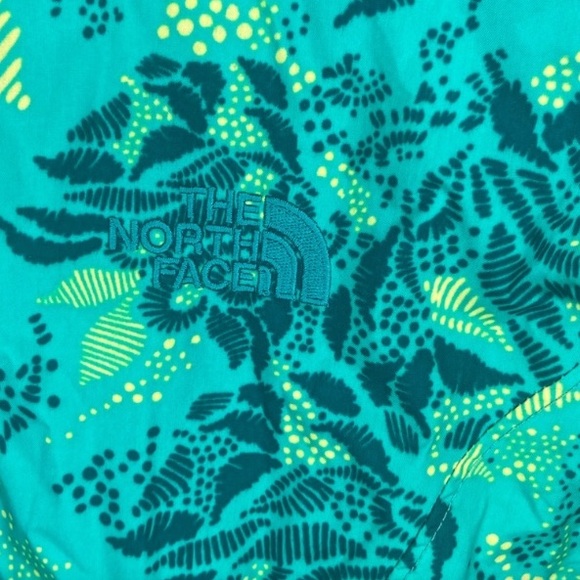 The North Face Printed Antora Raincoat Jacket Neon Green and Teal Rare NWOT - Picture 2 of 7